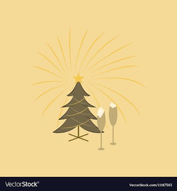 Flat on background of Christmas tree vector image