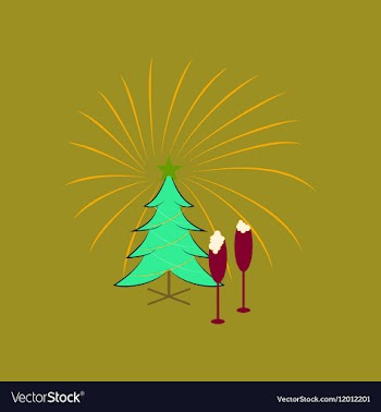 Flat on background of Christmas tree vector image