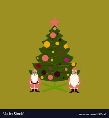 Flat on background of Christmas Tree vector image
