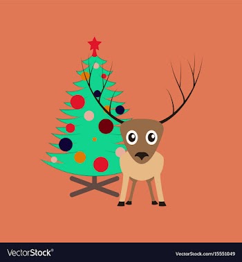 Flat on background of christmas tree vector image