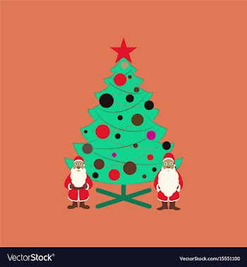Flat on background of christmas tree vector image