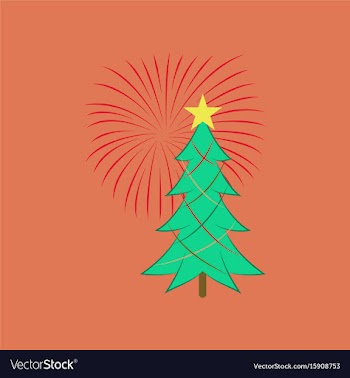 Flat on background of christmas tree vector image