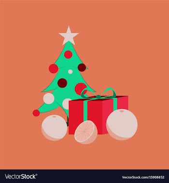 Flat on background of christmas tree vector image