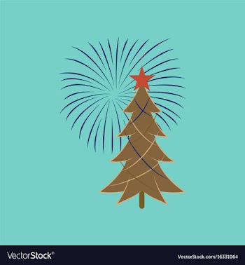 Flat on background of christmas tree vector image