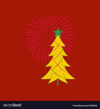 Flat on background of christmas tree vector image