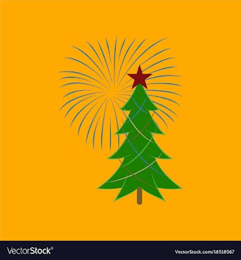 Flat on background of christmas tree vector image