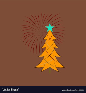 Flat on background of christmas tree vector image
