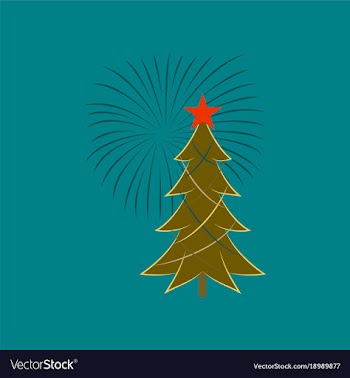 Flat on background of christmas tree vector image