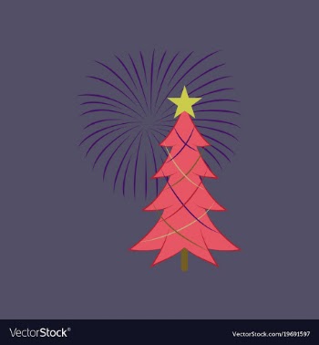 Flat on background of christmas tree vector image
