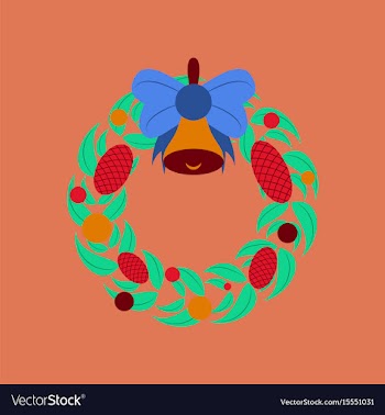 Flat on background of christmas vector image