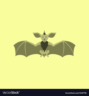 Flat on background of cute bat vector image