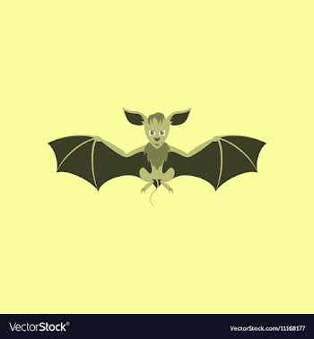 Flat on background of cute bat vector image