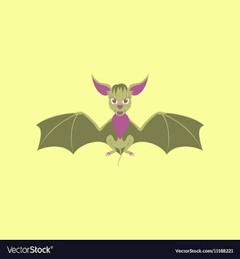 Flat on background of cute bat vector image