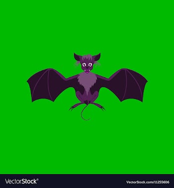 Flat on background of cute bat vector image