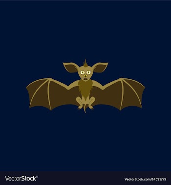 Flat on background of cute bat vector image
