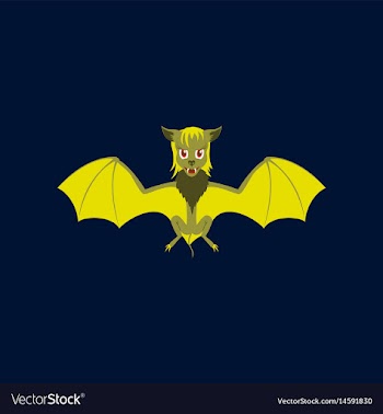 Flat on background of cute bat vector image