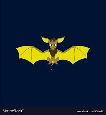 Flat on background of cute bat vector image