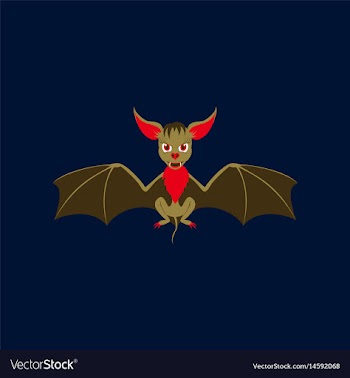 Flat on background of cute bat vector image