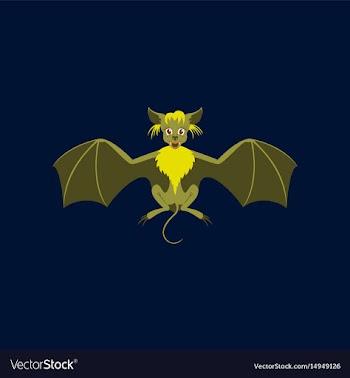 Flat on background of cute bat vector image