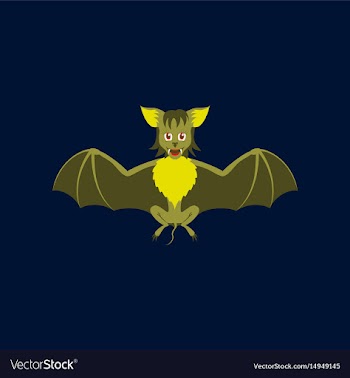 Flat on background of cute bat vector image