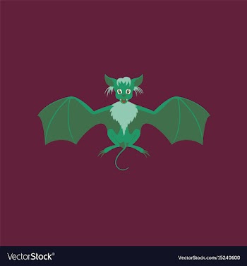 Flat on background of cute bat vector image