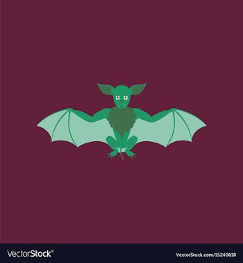 Flat on background of cute bat vector image