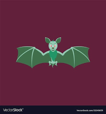 Flat on background of cute bat vector image