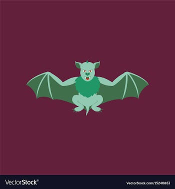 Flat on background of cute bat vector image