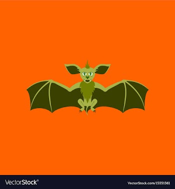 Flat on background of cute bat vector image