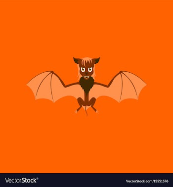 Flat on background of cute bat vector image