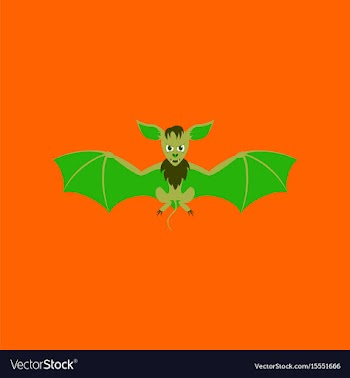 Flat on background of cute bat vector image