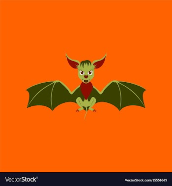 Flat on background of cute bat vector image