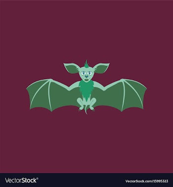 Flat on background of cute bat vector image