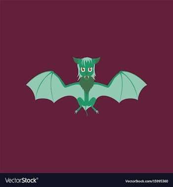 Flat on background of cute bat vector image