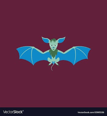 Flat on background of cute bat vector image