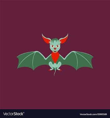 Flat on background of cute bat vector image