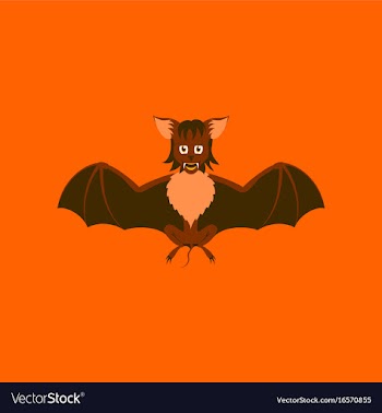 Flat on background of cute bat vector image