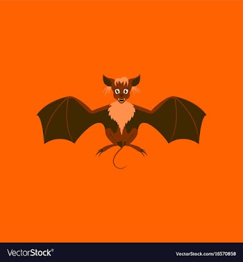 Flat on background of cute bat vector image