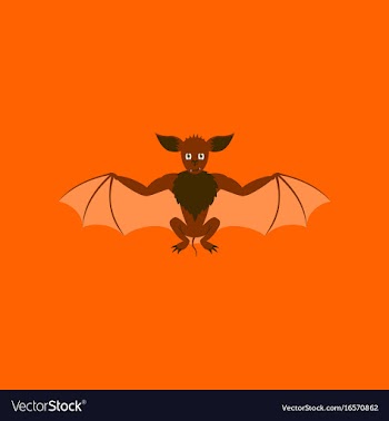 Flat on background of cute bat vector image