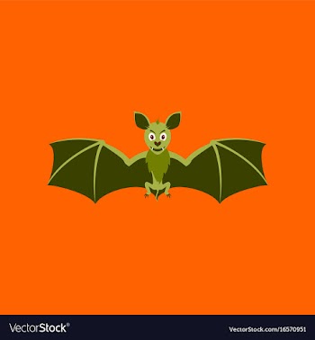 Flat on background of cute bat vector image
