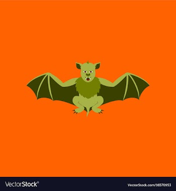 Flat on background of cute bat vector image