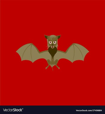 Flat on background of cute bat vector image