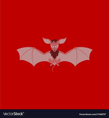 Flat on background of cute bat vector image