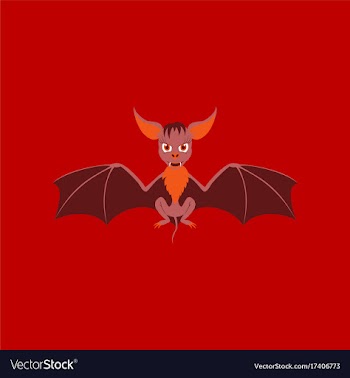 Flat on background of cute bat vector image