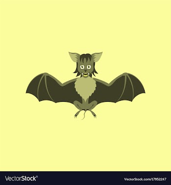 Flat on background of cute bat vector image