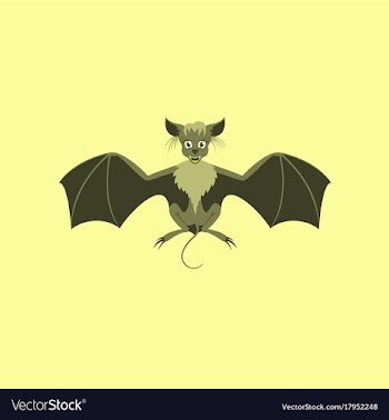 Flat on background of cute bat vector image