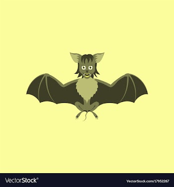 Flat on background of cute bat vector image