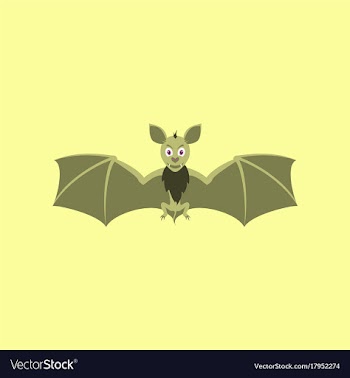 Flat on background of cute bat vector image