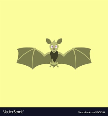 Flat on background of cute bat vector image