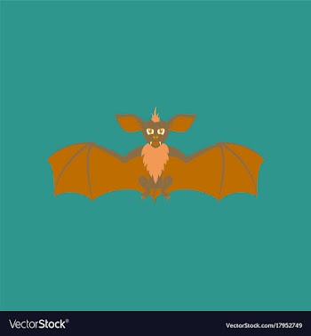 Flat on background of cute bat vector image